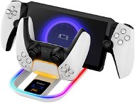 Ladestation iPega P5P11 Charger Dock s RGB 2v1 pro Playstation Portal Remote Player a PS5 Ovladač White - Dobíjecí stanice