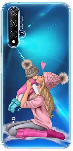 iSaprio Kissing Mom - Blond and Girl for Huawei Nova 5T - Phone Cover - Main image