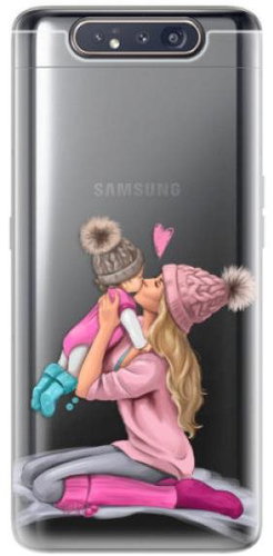 iSaprio Kissing Mom - Blond and Girl for Samsung Galaxy A80 - Phone Cover - Main image