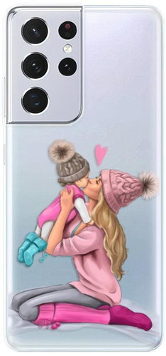 iSaprio Kissing Mom - Blond and Girl for Samsung Galaxy S21 Ultra - Phone Cover - Main image