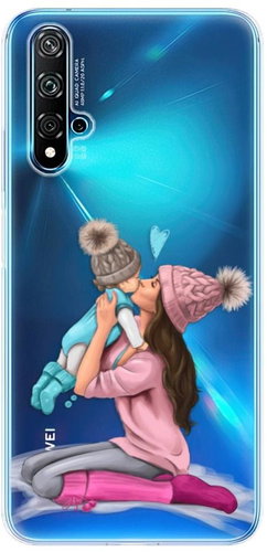 iSaprio Kissing Mom - Brunette and Boy for Huawei Nova 5T - Phone Cover - Main image