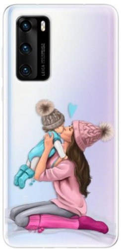 iSaprio Kissing Mom - Brunette and Boy for Huawei P40 - Phone Cover - Main image