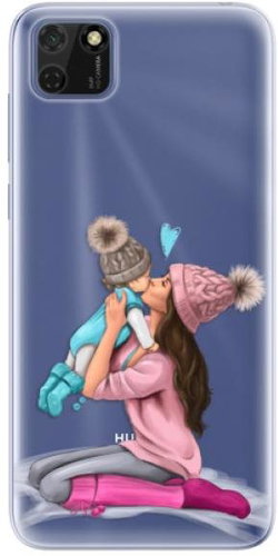 iSaprio Kissing Mom - Brunette and Boy for Huawei Y5p - Phone Cover - Main image