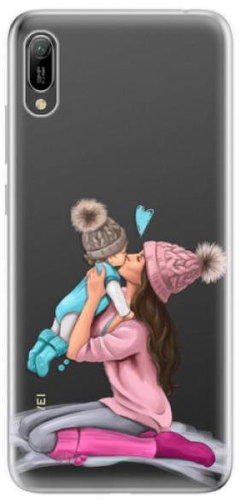 iSaprio Kissing Mom - Brunette and Boy for Huawei Y6 2019 - Phone Cover - Main image