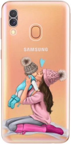 iSaprio Kissing Mom - Brunette and Boy for Samsung Galaxy A40 - Phone Cover - Main image