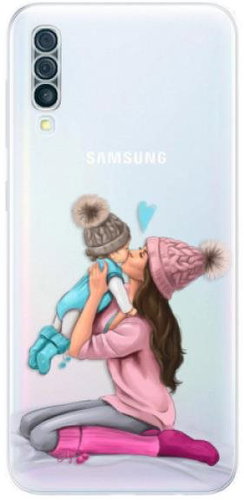 iSaprio Kissing Mom - Brunette and Boy for Samsung Galaxy A50 - Phone Cover - Main image