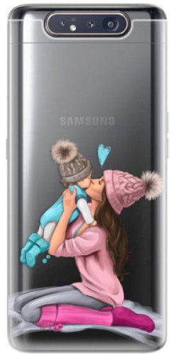 iSaprio Kissing Mom - Brunette and Boy for Samsung Galaxy A80 - Phone Cover - Main image