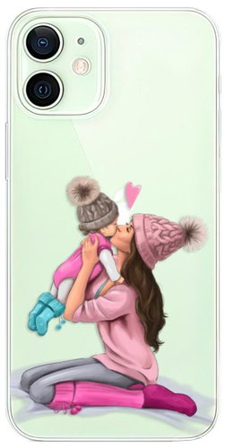iSaprio Kissing Mom - Brunette and Girl for iPhone 12 - Phone Cover - Main image