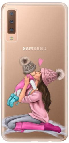 iSaprio Kissing Mom - Brunette and Girl for Samsung Galaxy A7 (2018) - Phone Cover - Main image