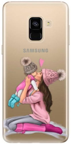 iSaprio Kissing Mom - Brunette and Girl for Samsung Galaxy A8 2018 - Phone Cover - Main image