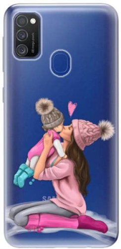iSaprio Kissing Mom - Brunette and Girl for Samsung Galaxy M21 - Phone Cover - Main image