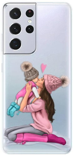 iSaprio Kissing Mom - Brunette and Girl for Samsung Galaxy S21 Ultra - Phone Cover - Main image
