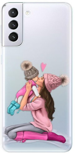 iSaprio Kissing Mom - Brunette and Girl for Samsung Galaxy S21+ - Phone Cover - Main image