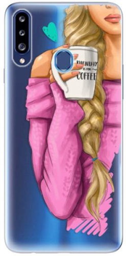 iSaprio My Coffee and Blond Girl for Samsung Galaxy A20s - Phone Cover - Main image