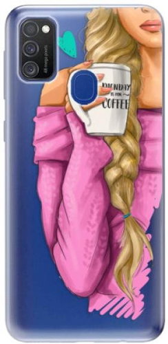 iSaprio My Coffee and Blond Girl for Samsung Galaxy M21 - Phone Cover - Main image