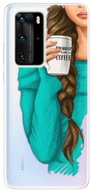iSaprio My Coffee and Brunette Girl for Huawei P40 Pro - Phone Cover