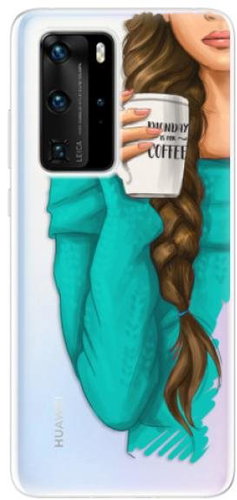 iSaprio My Coffee and Brunette Girl for Huawei P40 Pro - Phone Cover - Main image