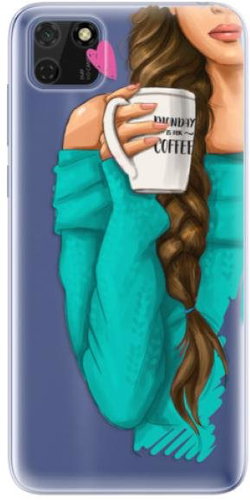 iSaprio My Coffe and Brunette Girl for Huawei Y5p - Phone Cover - Main image