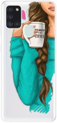 iSaprio My Coffee and Brunette Girl for Samsung Galaxy A21s - Phone Cover - Main image