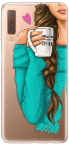 iSaprio My Coffee and Brunette Girl for Samsung Galaxy A7 (2018) - Phone Cover - Main image