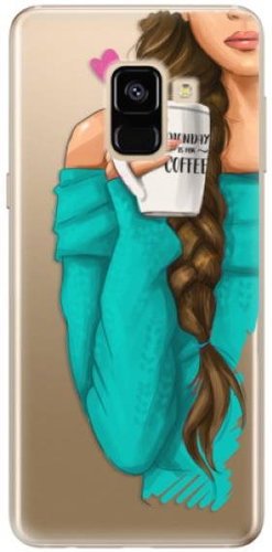 iSaprio My Coffee and Brunette Girl for Samsung Galaxy A8 2018 - Phone Cover - Main image
