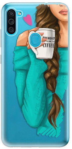 iSaprio My Coffee and Brunette Girl for Samsung Galaxy M11 - Phone Cover - Main image