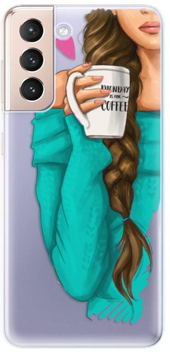 iSaprio My Coffee and Brunette Girl for Samsung Galaxy S21 - Phone Cover - Main image