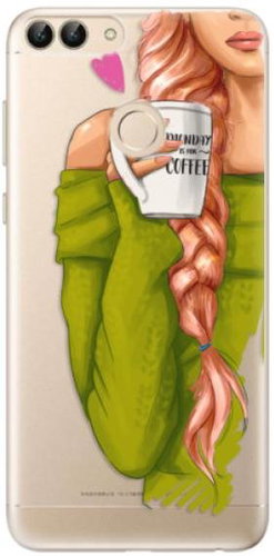 iSaprio My Coffee and Redhead Girl for Huawei P Smart - Phone Cover - Main image