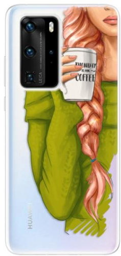 iSaprio My Coffee and Redhead Girl for Huawei P40 Pro - Phone Cover - Main image
