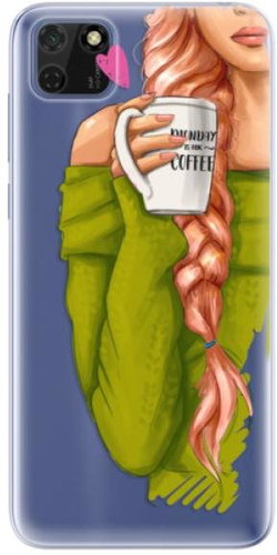 iSaprio My Coffee and Redhead Girl for Huawei Y5p - Phone Cover - Main image
