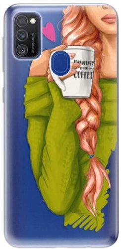 iSaprio My Coffee and Redhead Girl for Samsung Galaxy M21 - Phone Cover - Main image