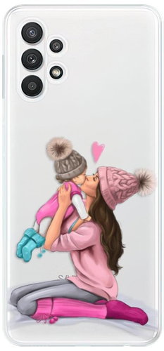 iSaprio Kissing Mom - Brunette and Girl for Samsung Galaxy A32 LTE - Phone Cover - Main image