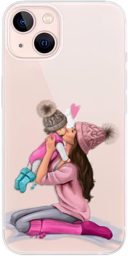 iSaprio Kissing Mom - Brunette and Girl for iPhone 13 - Phone Cover - Main image