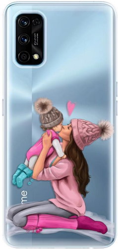 iSaprio Kissing Mom - Brunette and Girl for Realme 7 Pro - Phone Cover - Main image