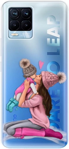 iSaprio Kissing Mom - Brunette and Girl for Realme 8 / 8 Pro - Phone Cover - Main image