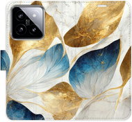 iSaprio flip pouzdro GoldBlue Leaves pro Xiaomi 14 - Phone Case