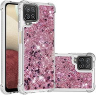 iWill Glitter Liquid Heart Case for Samsung Galaxy A12, Pink - Phone Cover