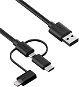 iWill 3in1 Nylon Data USB-C + Micro USB + Lightning Cable Black - Data Cable