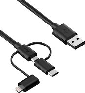 iWill 3in1 Nylon Datenkabel USB-C + Micro USB + Lightning - schwarz - Datenkabel