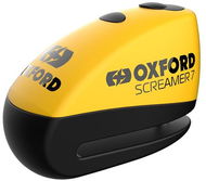 OXFORD zámek kotoučové brzdy SCREAMER 7 (integrovaný alarm, žlutý/černý, průměr čepu 7 mm) - Zámek na motorku