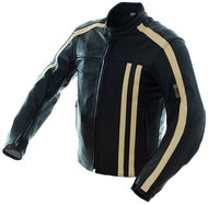 Cappa Racing STRIPES Leather Black/Beige - Motorcycle Jacket