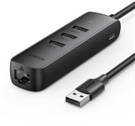 UGREEN USB 2.0 to 3×USB 2.0+RJ45 (100Mbps) Ethernet Adapter (Black) - Port replikátor