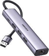 UGREEN USB 3.0 to 3×USB3.0 +RJ45 (1000M) Ethernet Adapter Type-C Power Supply - Port replikátor