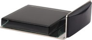 WALTECO Door stop for floor, self-adhesive, brushed stainless steel, glass/black - Door Accessory