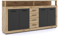 Chest of drawers Luna XXL, decor oak artisan, black, 1/3 - Chest of Drawers
