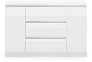 Chest of drawers Simple white matt / white glossy 2D3S 120 - Chest of Drawers
