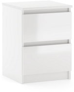 Bedside table white matt, front white glossy 2S 40 - Night Stand