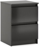 Bedside table in matt black with glossy black fronts 2S 40 - Night Stand