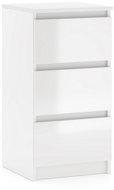 Bedside table white matt, front white glossy 3S 40 - Night Stand