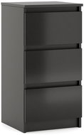 Bedside table black matt with glossy black fronts 3S 40 - Night Stand